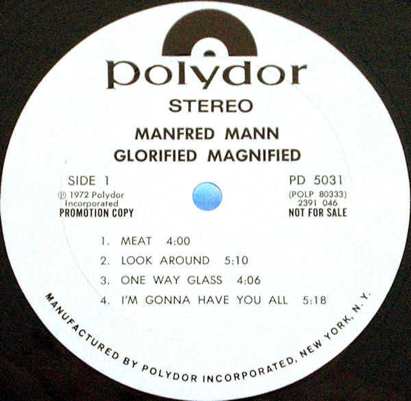 Manfred Mann's Earth Band : Glorified Magnified (LP, Album, Promo, Gat)