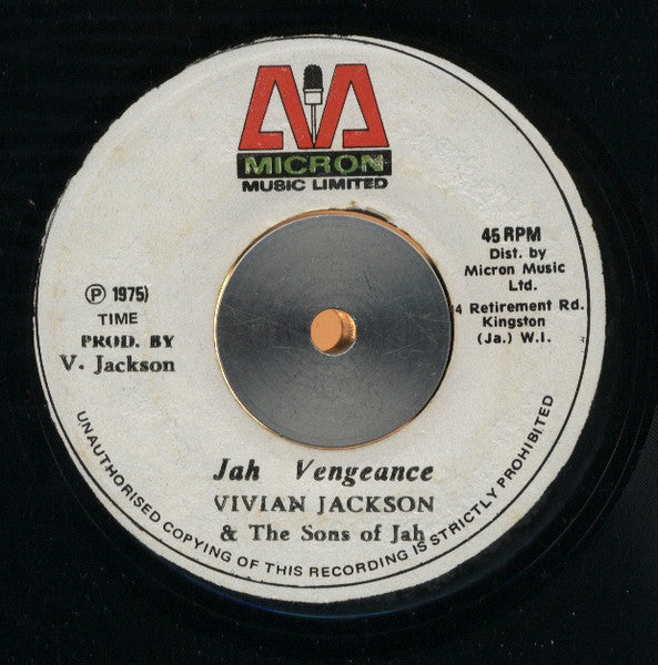 Vivian Jackson & The Sons of Jah - Jah Vengeance b/w Tubby's Vengeance 7"