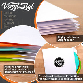 Vinyl Styl® 12 Inch Inner Record Sleeves - Square Corner - 50 Count (White)